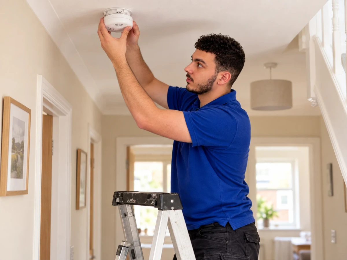 Electrician fire and smoke alarms at a customer property by Lighting Electrical